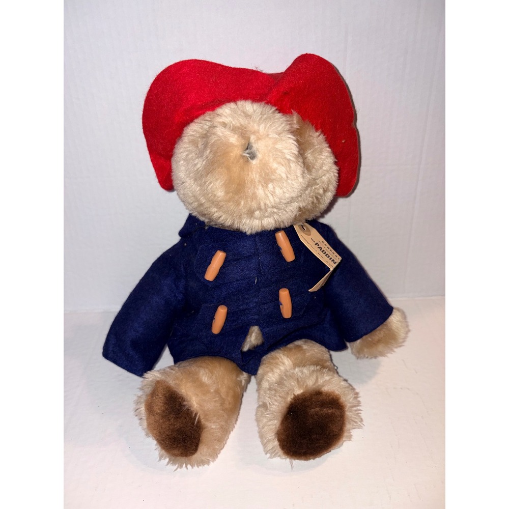 Eden Toys Vintage Paddington Bear Plush Blue Coat Red Hat 12‎ Inch